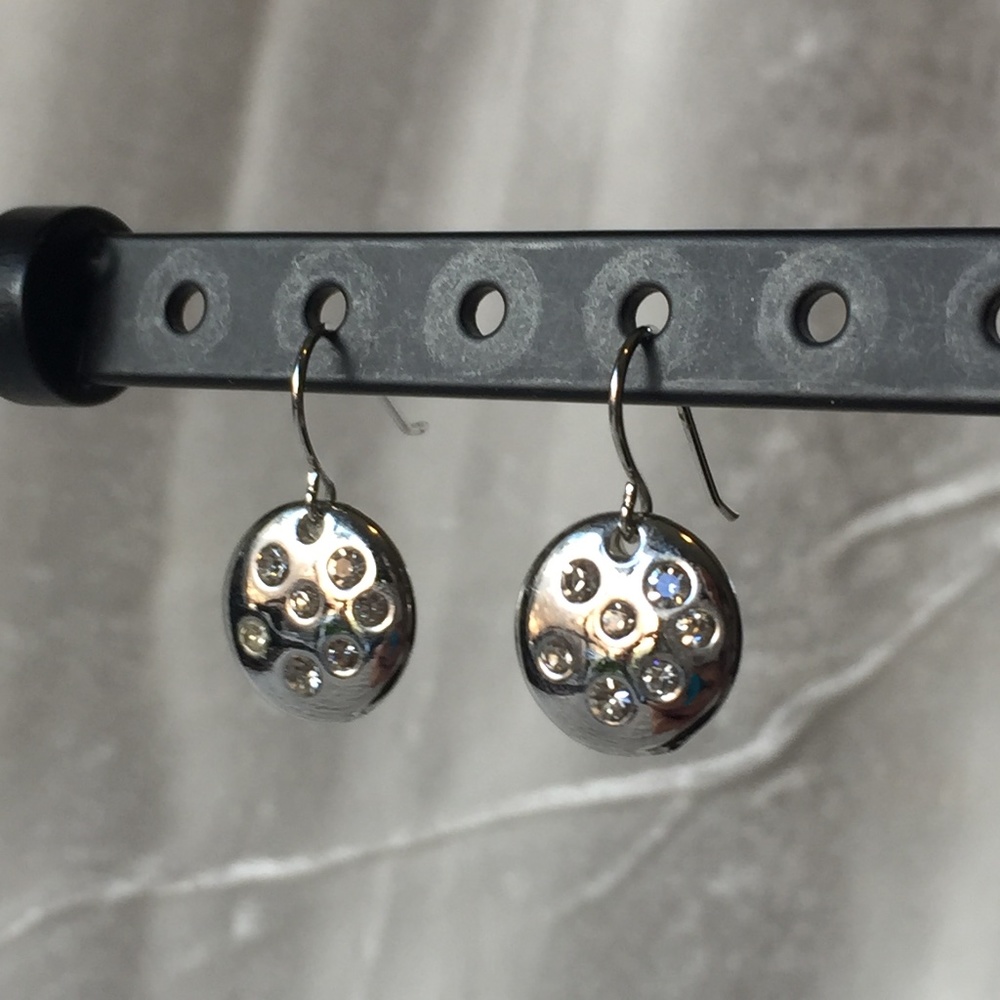 Silver Gems Disk Earrings